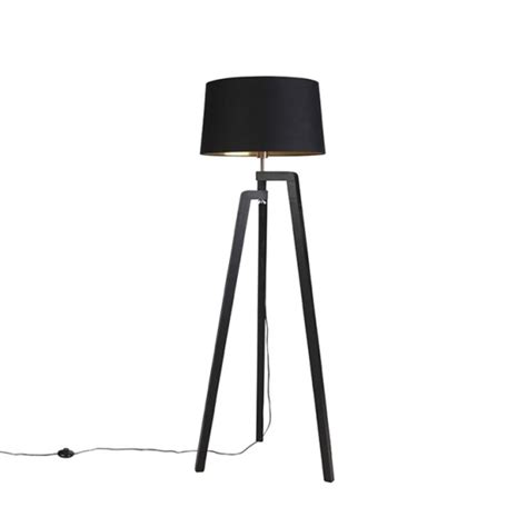 Smart Vloerlamp Met Kap Zwart Met Goud 50 Cm Incl Wifi A60 Puros