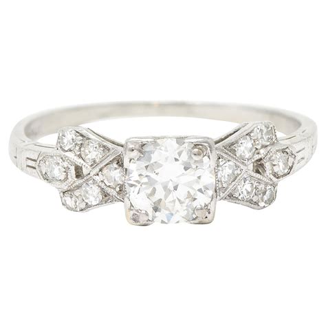 Late Edwardian Early Art Deco Marquise Cut Diamond Engagement Ring For