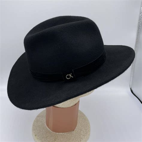 Calvin Klein Wide Brim Fedora Hat 100 Wool Velvet Depop