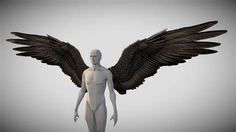 Artstation Low Poly Animated Dark Angel Wings Game Assets