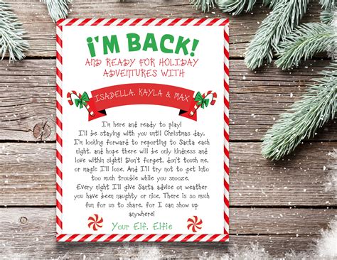 Elf Arrival Letter Im Back Letter From Elf Hello From Elf Christmas