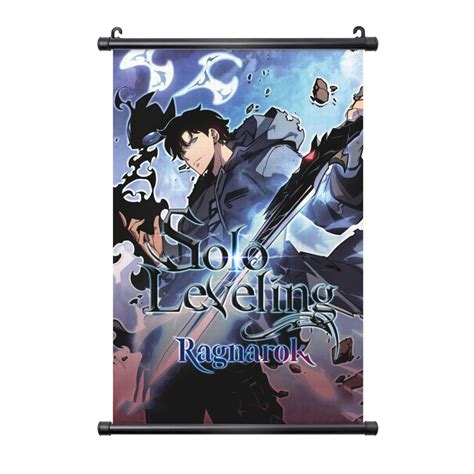 Solo Leveling Anime Black Plastic Shaft Hanging Poster Decor Canvas