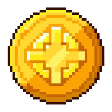 Premium Vector Pixel Art Gold Coin Isolated On White Background For