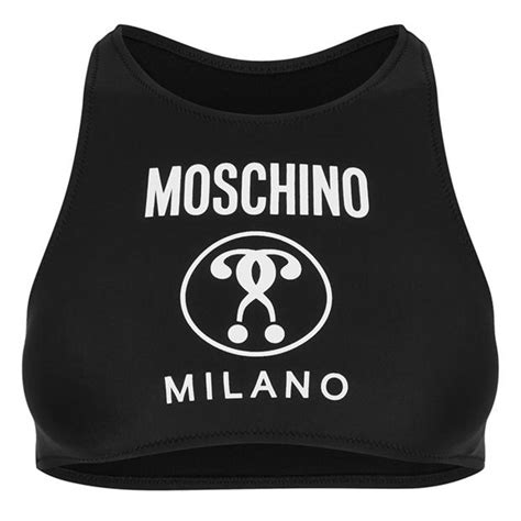 Moschino Striped Crop Top Bikini Women Black V Flannels