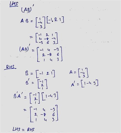 For The Following Matrices A And B Verify That AB B A A Begin