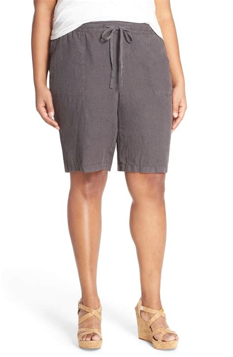 Caslon® Linen Drawstring Bermuda Shorts Plus Size Nordstrom