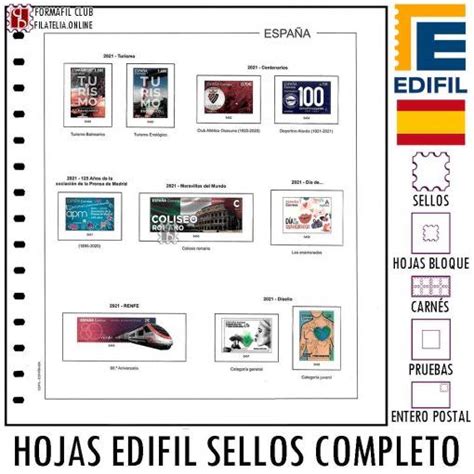 Hojas De Lbum Completas Para Todos Los Sellos De Espa A Edifil