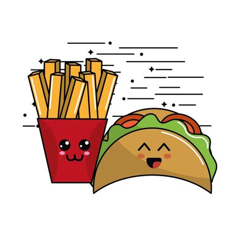 Premium Vector Kawaii Fast Food Icon Adorable Expression