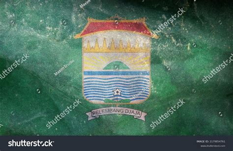 Top View Retro Flag Palembang City Stock Illustration 2179854761