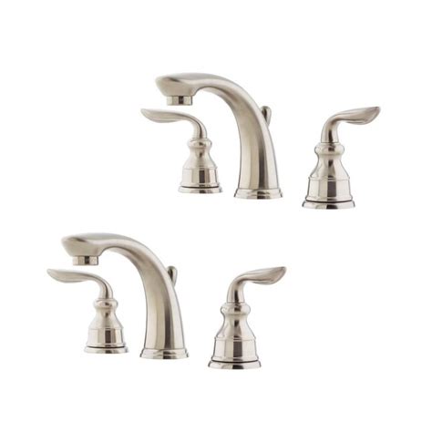 Pfister Avalon Brushed Nickel Widespread 2 Handle Watersense Bathroom Sink Faucet With Drain At