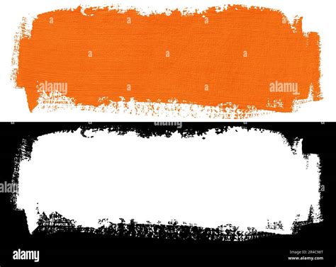 Orange block of paint texture isolated on white background with clipping mask (alpha channel ...