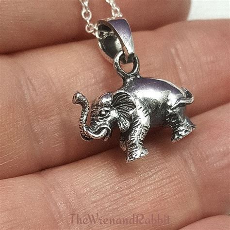 Sterling Silver Elephant Necklace Lucky Elephant Necklace Etsy