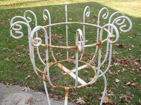 Vintage White Shabby Wrought Iron Plant Stand Home Wedding