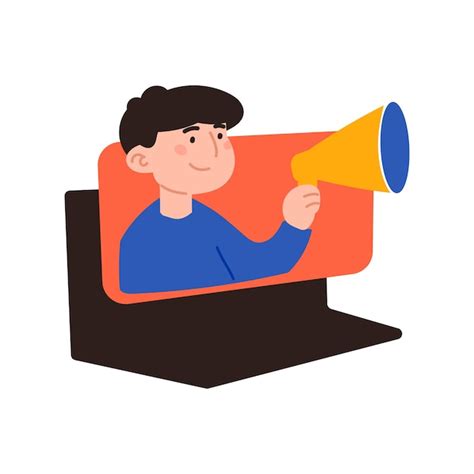 Premium Vector Man With Megaphone And Laptop Advertising Smm