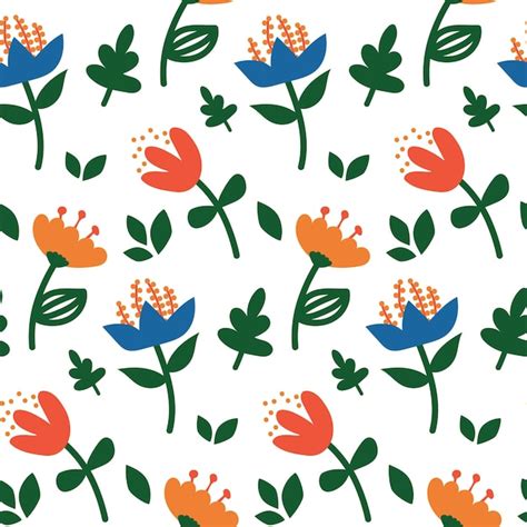 Premium Vector Seamless Botanical Pattern With Hand Drawn Flowers And