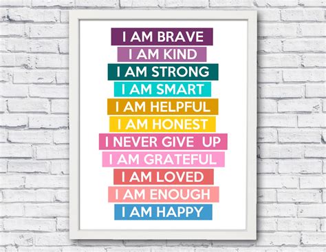 Kids Positive Affirmation Print Mindfulness Kids Wall Artaffirmation