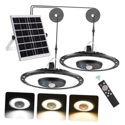 Solar Lights Indoor Outdoor 3000LM Solar Powered Shed Light With Black