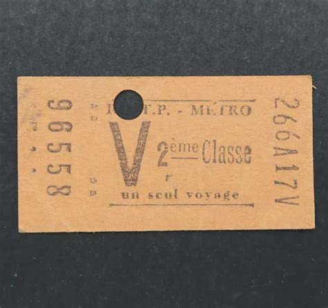 ANCIEN TICKET PARIS Métro 1958 2ème classe RATP Metropolitain 13 EUR 4