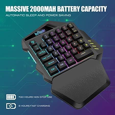 Redthunder Teclado Inal Mbrico Para Juegos Con Una Sola Mano Mini