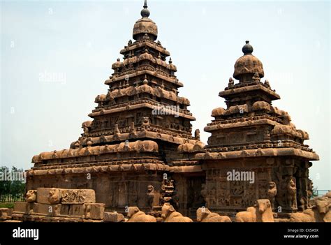 En Mahabalipuram Templo Shore Sitios Del Patrimonio Mundial De La Unesco La India De La Famosa