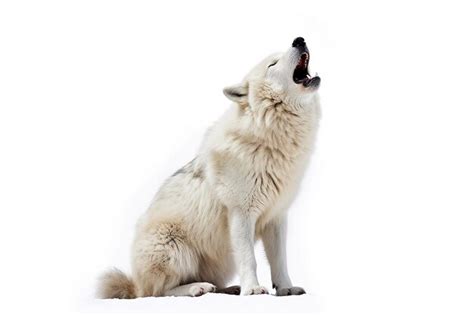 Premium Photo | Howling white wolf isolated on white ...