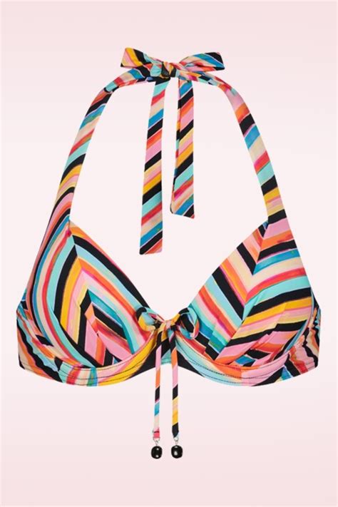 Cyell Chevron Chic Padded Bikini Top In Multi