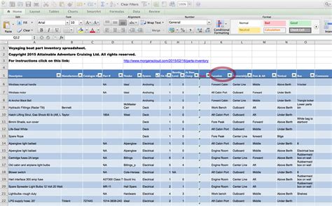 Parts Tracking Spreadsheet — Db