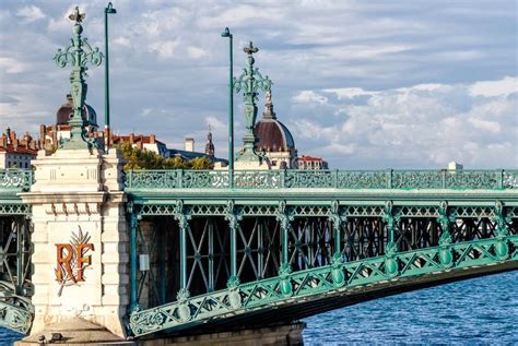 The Rhone River with University Bridge in Lyon, France Stock Photo - Image of ship, skyline ...