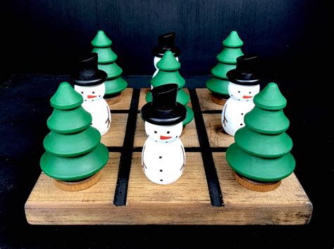 Larger Set Snowman And Tree Tic Tac Toe Etsy