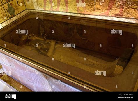 Photo Taken On April 1 2016 Shows The Golden Sarcophagus Of The King