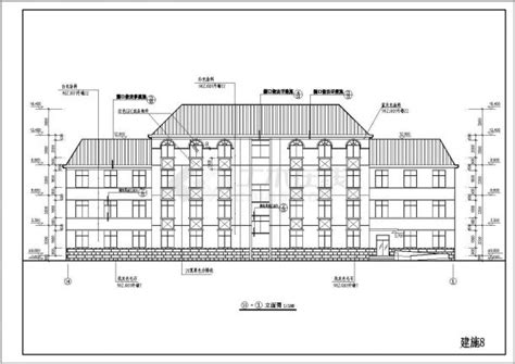 某四层办公楼建筑全套cad设计施工图纸办公建筑土木在线