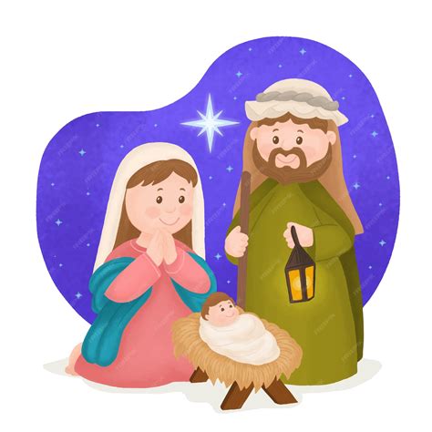 Pesebre navideño con niño jesús maría y josé | Vector Premium