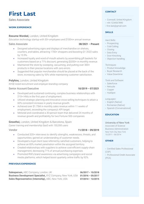 15 Sales Associate Resume Examples For 2025 Resume Worded