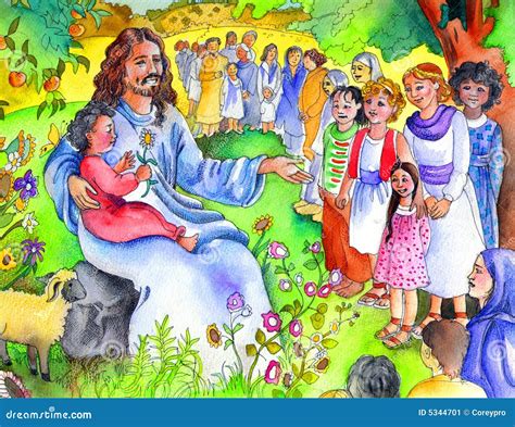 J Sus Et Les Petits Enfants Enfants De Bible Illustration Stock