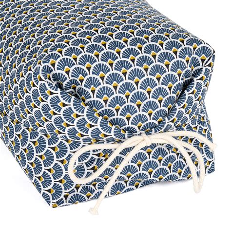 Taie en coton motif Sensu éventails bleu marine pour oreiller japonais