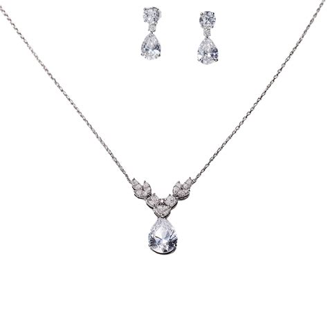 Simple Diamond Solitaire Necklace Set Jewellery Transparent Png