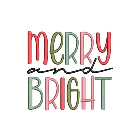 Merry And Bright Embroidery Design Christmas Embroidery File Machine