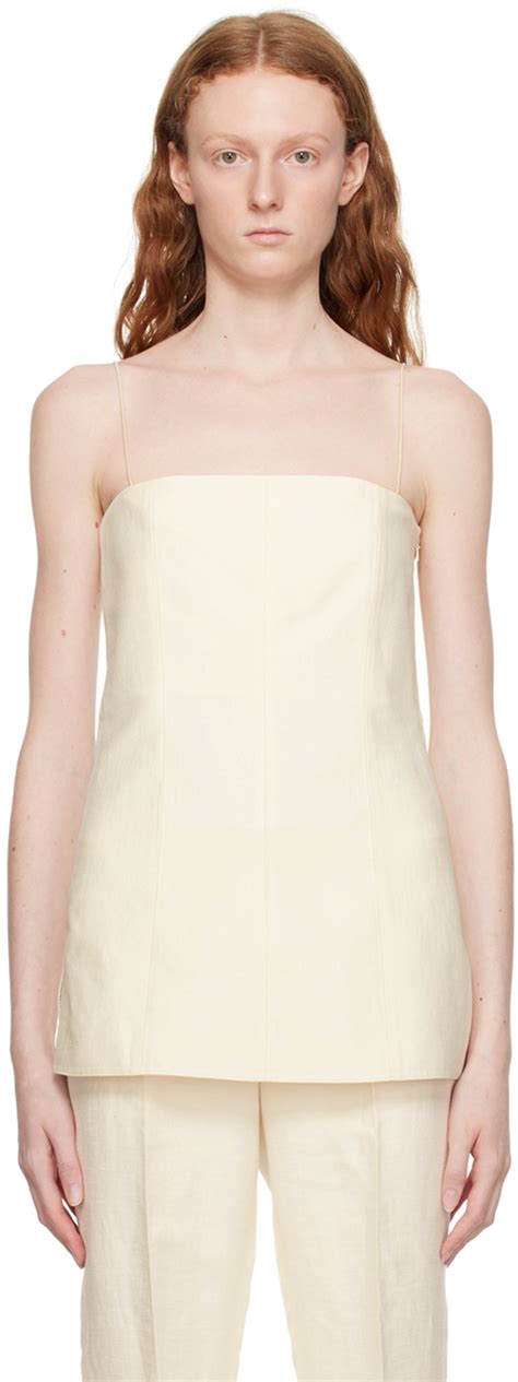 Off White Slit Camisole By Helmut Lang On Sale