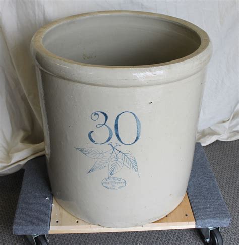 Bargain Johns Antiques 30 Gallon Red Wing Birch Leaf Stoneware Crock