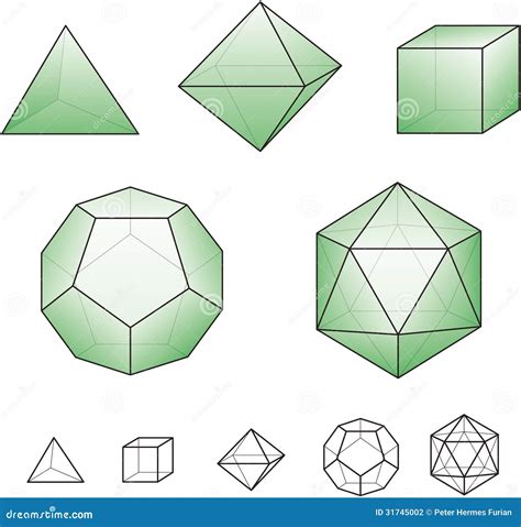 Sólidos Platónicos Con Las Superficies Verdes Ilustración del Vector