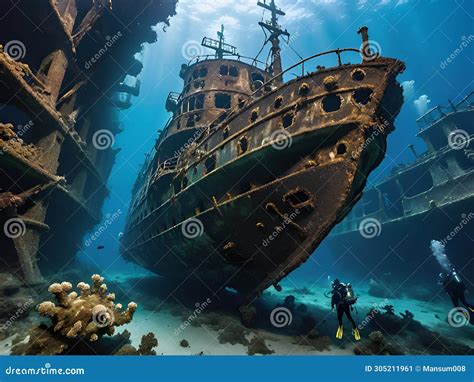 Abandoned Ship In A Stone Bay Aground Night Landscape Clouds And Moon