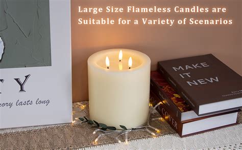 Yeelida 3 Wick 6”x6” Large Flameless Pillar Candles With Remote Control And Timer Functionivory