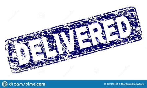 Scratched Delivered Framed Rounded Rectangle Stamp Stock Vector