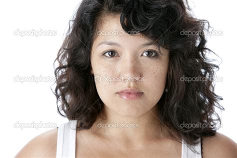 Headshot Of Asian Young Woman Looking Confident And Determined — Stock