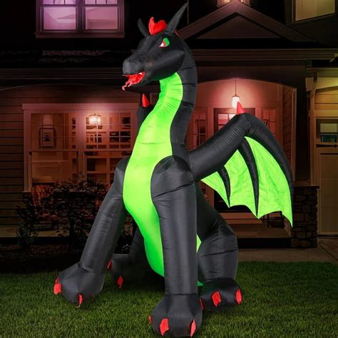 9FT Halloween LED Inflatable Fire Dragon Tall Yard Halloween ...