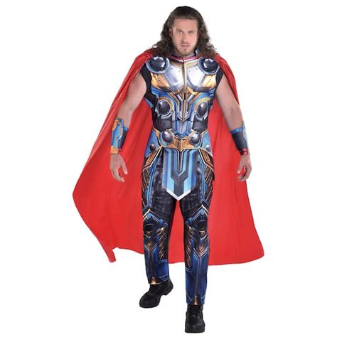 Costume Disney Marvel Thor Hommes Combinaison Rouge Bleu Avec Cape Tailles Variées Party City