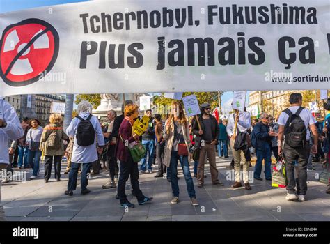 Paris France Public Ecology Demonstration Anti Nuclear Power Goups