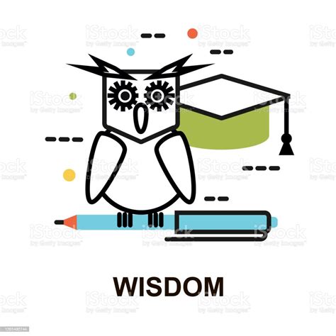 Modern Flat Line Design Vector Illustration Concept Of Wisdom Stock