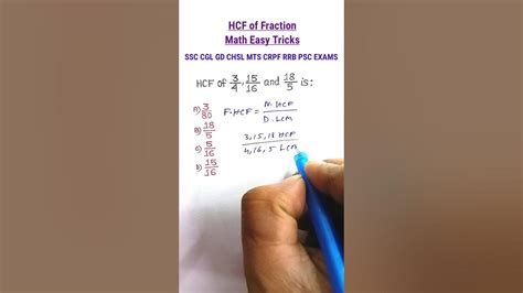 Hcf Math Tricks Arithmetic Shortcuts Ratio Proportion Math For Ssc Cgl Gd Chsl Shorts Youtube