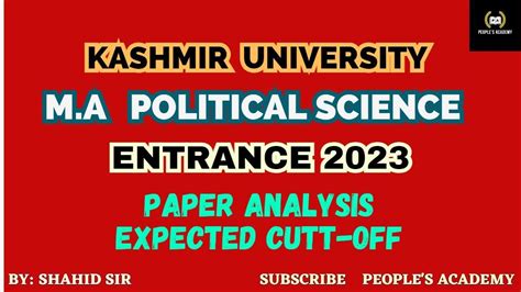 KASHMIR UNIVERSITY MA POLITICAL SCIENCE ENTRANCE 2023 ANALYSIS